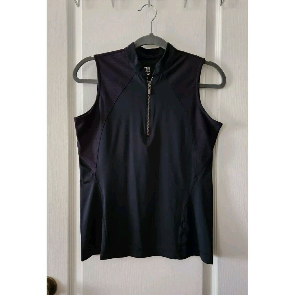 Tail‎ Womens Black Sleeveless Top Novelty Collar Mesh Pieced Size S
